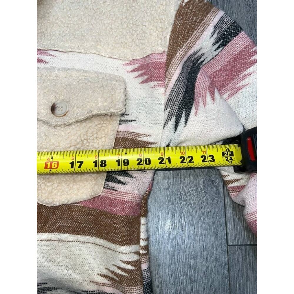 Altar'd State Beige Pink Aztec Y2k preppy Print Teddy Shacket S A005073 - Picture 7 of 12